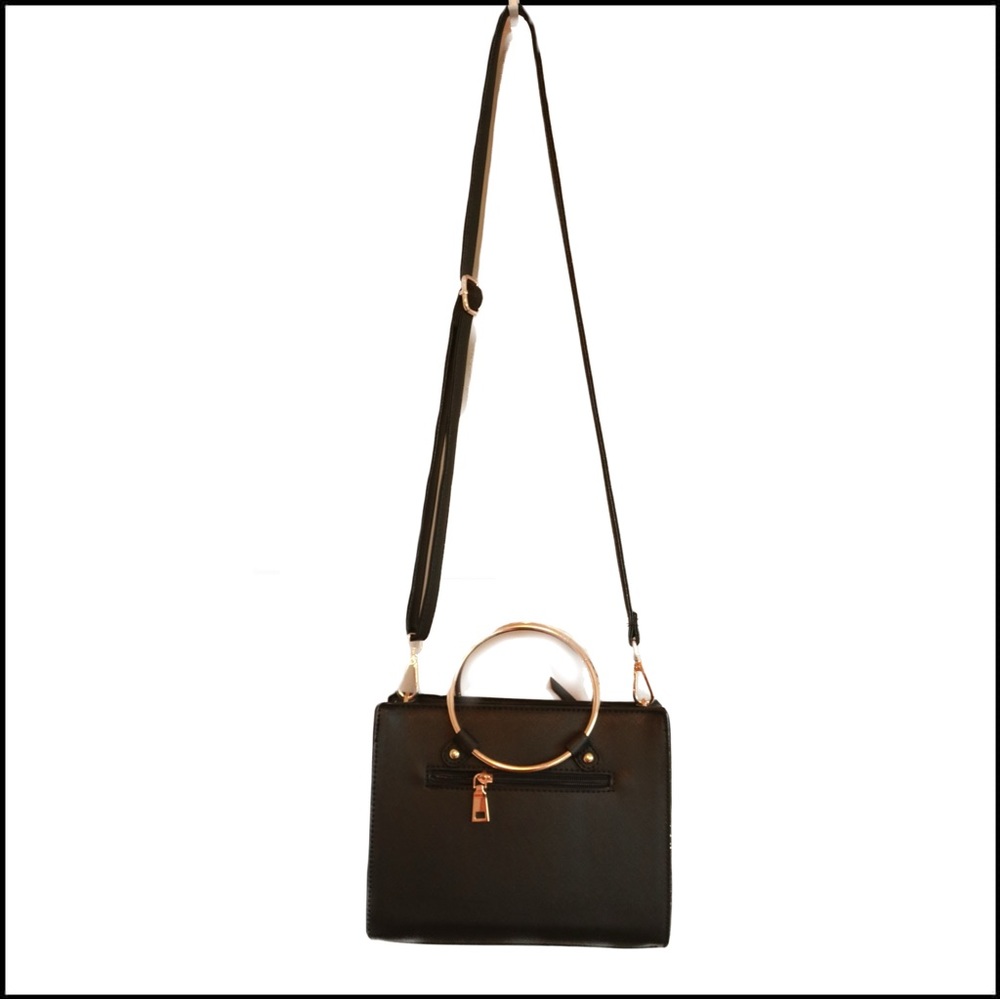 Black crossbody purse with Gold Details